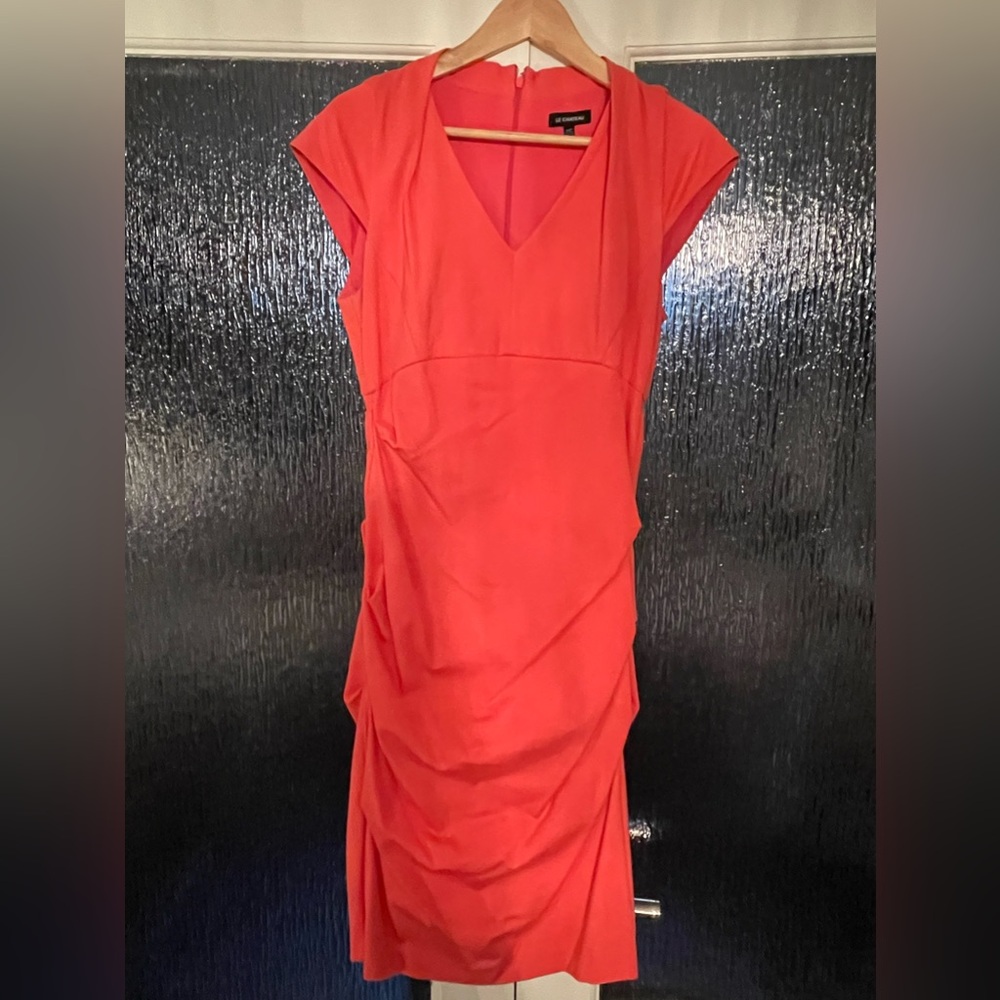 Le Chateau Coral Bodycon Midi Dress